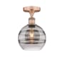 Innovations Lighting Rochester 8" Wide Semi-Flush Ceiling Fixture Antique Copper / Light Smoke