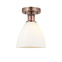 Innovations Lighting Bristol Glass 8" Wide Semi-Flush Ceiling Fixture Antique Copper / Matte White