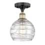 Innovations Lighting Athens Deco Swirl 8" Wide Semi-flush Globe Ceiling Fixture Black Antique Brass / Clear Deco Swirl
