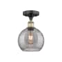 Innovations Lighting Athens Deco Swirl 8" Wide Semi-Flush Ceiling Fixture Black Antique Brass / Light Smoke Deco Swirl