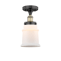 Innovations Lighting Canton 6" Wide Semi-flush Ceiling Fixture Black Antique Brass / Matte White