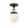 Innovations Lighting Beacon 6" Wide Semi-Flush Globe Ceiling Fixture Black Antique Brass / Matte White