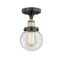 Innovations Lighting Beacon 6" Wide Semi-Flush Globe Ceiling Fixture Black Antique Brass / Clear