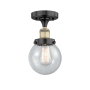 Innovations Lighting Beacon 6" Wide Semi-Flush Globe Ceiling Fixture Black Antique Brass / Seedy