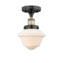 Innovations Lighting Oxford 7" Wide Semi-flush Ceiling Fixture Black Antique Brass / Matte White