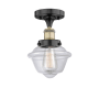 Innovations Lighting Oxford 7" Wide Semi-flush Ceiling Fixture Black Antique Brass / Clear