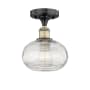 Innovations Lighting Ithaca 8" Wide Semi-Flush Ceiling Fixture Black Antique Brass / Clear Ithaca