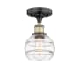 Innovations Lighting Rochester 6" Wide Semi-Flush Ceiling Fixture Black Antique Brass / Clear