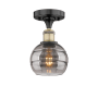 Innovations Lighting Rochester 6" Wide Semi-Flush Ceiling Fixture Black Antique Brass / Light Smoke