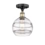 Innovations Lighting Rochester 8" Wide Semi-Flush Ceiling Fixture Black Antique Brass / Clear