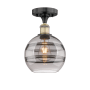 Innovations Lighting Rochester 8" Wide Semi-Flush Ceiling Fixture Black Antique Brass / Light Smoke