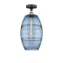 Innovations Lighting Vaz 10" Wide Semi-Flush Ceiling Fixture Black Antique Brass / Princess Blue