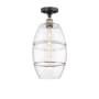 Innovations Lighting Vaz 10" Wide Semi-Flush Ceiling Fixture Black Antique Brass / Clear