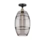 Innovations Lighting Vaz 10" Wide Semi-Flush Ceiling Fixture Black Antique Brass / Light Smoke