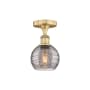 Innovations Lighting Athens Deco Swirl 6" Wide Semi-Flush Ceiling Fixture Brushed Brass / Light Smoke Deco Swirl