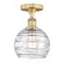 Innovations Lighting Athens Deco Swirl 8" Wide Semi-flush Globe Ceiling Fixture Brushed Brass / Clear Deco Swirl