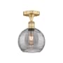 Innovations Lighting Athens Deco Swirl 8" Wide Semi-Flush Ceiling Fixture Brushed Brass / Light Smoke Deco Swirl