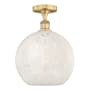 Innovations Lighting White Mouchette 12" Wide Semi-Flush Ceiling Fixture Brushed Brass / White Mouchette