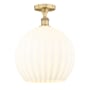 Innovations Lighting White Venetian 14" Wide Semi-Flush Ceiling Fixture Brushed Brass / White Venetian