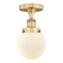 Innovations Lighting Beacon 6" Wide Semi-Flush Globe Ceiling Fixture Brushed Brass / Matte White