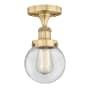 Innovations Lighting Beacon 6" Wide Semi-Flush Globe Ceiling Fixture Brushed Brass / Clear
