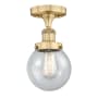 Innovations Lighting Beacon 6" Wide Semi-Flush Globe Ceiling Fixture Brushed Brass / Seedy