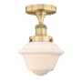 Innovations Lighting Oxford 7" Wide Semi-flush Ceiling Fixture Brushed Brass / Matte White