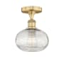 Innovations Lighting Ithaca 8" Wide Semi-Flush Ceiling Fixture Brushed Brass / Clear Ithaca