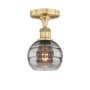 Innovations Lighting Rochester 6" Wide Semi-Flush Ceiling Fixture Brushed Brass / Light Smoke