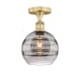 Innovations Lighting Rochester 8" Wide Semi-Flush Ceiling Fixture Brushed Brass / Light Smoke