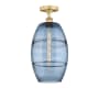 Innovations Lighting Vaz 10" Wide Semi-Flush Ceiling Fixture Brushed Brass / Princess Blue