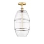 Innovations Lighting Vaz 10" Wide Semi-Flush Ceiling Fixture Brushed Brass / Clear