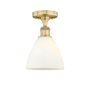 Innovations Lighting Bristol Glass 8" Wide Semi-Flush Ceiling Fixture Brushed Brass / Matte White