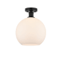 Innovations Lighting Athens 10" Wide Semi-Flush Globe Ceiling Fixture Matte Black / Matte White