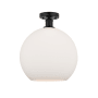 Innovations Lighting Athens 12" Wide Semi-Flush Globe Ceiling Fixture Matte Black / Matte White