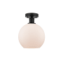 Innovations Lighting Athens 8" Wide Semi-Flush Globe Ceiling Fixture Matte Black / Matte White