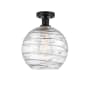 Innovations Lighting Athens 10" Wide Semi-Flush Globe Ceiling Fixture Matte Black / Clear Deco Swirl