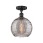 Innovations Lighting Athens Deco Swirl 10" Wide Semi-Flush Ceiling Fixture Matte Black / Light Smoke Deco Swirl
