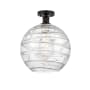 Innovations Lighting Athens 12" Wide Semi-Flush Globe Ceiling Fixture Matte Black / Clear Deco Swirl