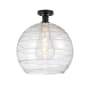 Innovations Lighting Athens 14" Wide Semi-Flush Globe Ceiling Fixture Matte Black / Clear Deco Swirl