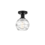 Innovations Lighting Athens 6" Wide Semi-Flush Globe Ceiling Fixture Matte Black / Clear Deco Swirl