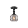 Innovations Lighting Athens Deco Swirl 6" Wide Semi-Flush Ceiling Fixture Matte Black / Light Smoke Deco Swirl
