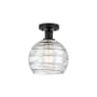 Innovations Lighting Athens 8" Wide Semi-Flush Globe Ceiling Fixture Matte Black / Clear Deco Swirl