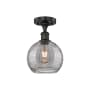 Innovations Lighting Athens Deco Swirl 8" Wide Semi-Flush Ceiling Fixture Matte Black / Light Smoke Deco Swirl