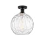 Innovations Lighting Athens 10" Wide Semi-Flush Globe Ceiling Fixture Matte Black / Clear Water Glass