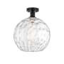 Innovations Lighting Athens 12" Wide Semi-Flush Globe Ceiling Fixture Matte Black / Clear Water Glass