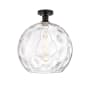 Innovations Lighting Athens 14" Wide Semi-Flush Globe Ceiling Fixture Matte Black / Clear Water Glass