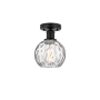 Innovations Lighting Athens 6" Wide Semi-Flush Globe Ceiling Fixture Matte Black / Clear Water Glass