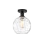 Innovations Lighting Athens 8" Wide Semi-Flush Globe Ceiling Fixture Matte Black / Clear Water Glass