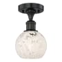 Innovations Lighting White Mouchette 6" Wide Semi-Flush Ceiling Fixture Matte Black / White Mouchette